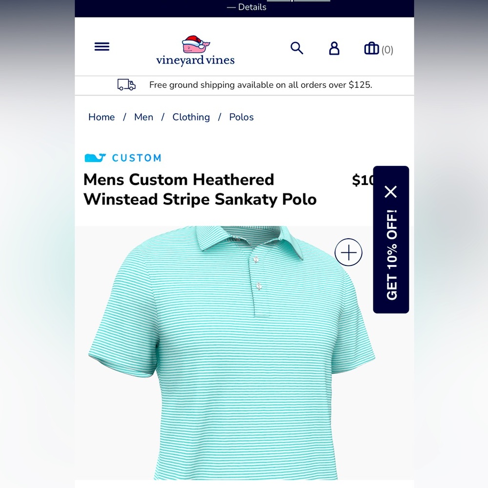 Mens Custom Heathered Winstead Stripe Sankaty Polo M